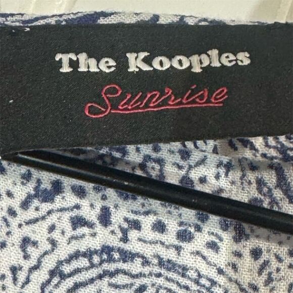 The Kooples Sunrise Blue Paisley Boho Tassel Blouse XS Romantic Bohemian Top - Picture 8 of 11